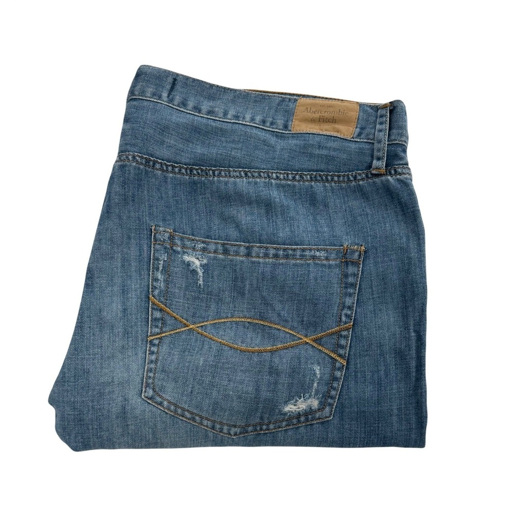 Abercrombie Fitch Womens Linen Blend Boyfriend Jeans Size 12 W31 Button Fly W400